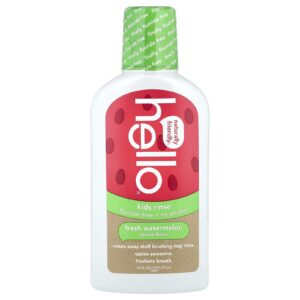 Hello Enxágue Infantil Sem Flúor + Sem Álcool Sabor Melancia orgânica 16 fl oz (473 ml)
