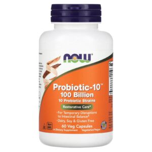 NOW Foods Probiotic-10 100 Bilhões 60 Cápsulas Vegetais