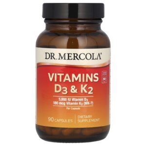 Dr. Mercola Vitaminas D3 e K2 90 Cápsulas