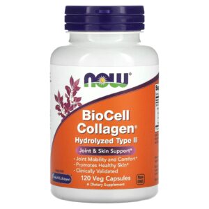 NOW Foods BioCell Collagen® Hidrolisado Tipo II 120 Cápsulas Vegetais