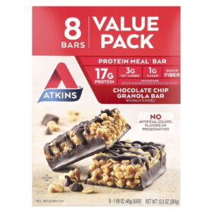 Atkins Barra de Proteína Granola com Lascas de Chocolate 8 Barras 48 g (169 oz) Cada