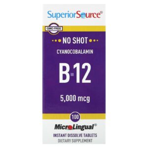 Superior Source B-12 (Cianocobalamina) 5.000 mcg 100 Comprimidos MicroLingual de Dissolução Instantânea