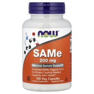 NOW Foods SAMe Dissulfato Tosilato 200 mg 120 Cápsulas Vegetais