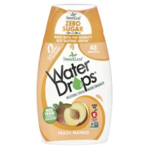 SweetLeaf Stevia Water Drops® Delicioso Intensificador de Água de Estévia Pêssego e Manga 48 ml (162 fl oz)