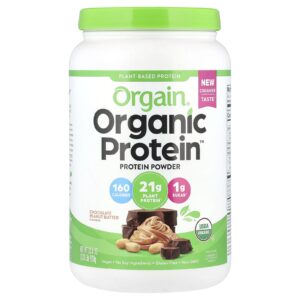 Orgain Proteína em Pó Orgânica À Base de Plantas Manteiga de Amendoim com Chocolate 920 g (203 lb)