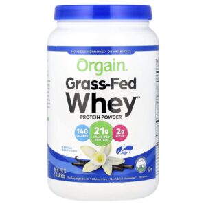 Orgain Proteína em Pó Whey™ de Gado Criado no Pasto Fava de Baunilha 828 g (182 lb)