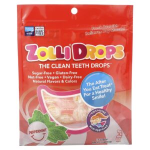 Zollipops Balas Zolli The Clean Teeth Drops Hortelã-Pimenta Aprox. 15 Balas Zolli 16 oz