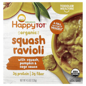 Happy Family Organics Happy Tot® Ravioli de Abóbora Orgânica A Partir de 2 Anos de Idade 128 g (45 oz)