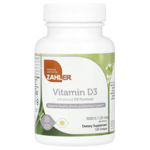 Zahler Vitamina D3 Fórmula D3 Avançada 125 mcg UI (5.000 UI) 120 Cápsulas Softgel