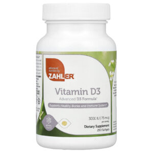 Zahler Vitamina D3 Fórmula D3 Avançada 75 mcg (3.000 UI) 250 Cápsulas Softgel