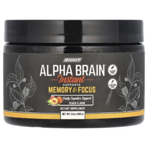 Onnit Alpha Brain Instant Memória e Foco Sabor Natural de Pêssego 38 oz (108 g)