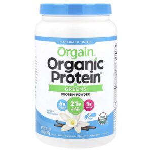 Orgain Proteína em Pó Organic Protein™ + Verduras À Base de Plantas Fava de Baunilha 882 g (194 lb)