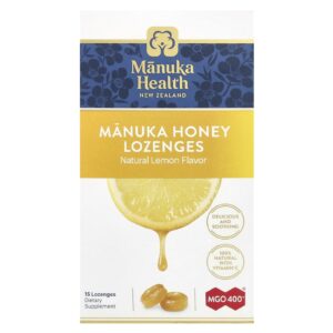 Manuka Health Pastilhas de Mel de Manuka Limão Natural MGO 400+ 15 Pastilhas