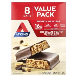 Atkins Barra de Proteína de Refeição Manteiga de Chocolate e Amendoim 8 Barras 60 g (212 oz)