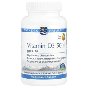 Nordic Naturals Vitamina D3 5000 Laranja 5.000 UI 120 Cápsulas Softgel