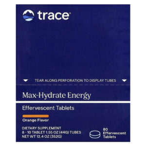 Trace Comprimidos Efervescentes Max-Hydrate Energy Laranja 8 - 10 Tubos de Comprimidos de 155 oz (44 g)