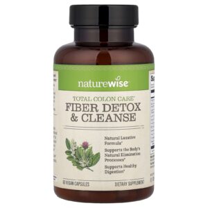 NatureWise Total Colon Care® Detox e Limpeza com Fibras 60 Cápsulas Veganas