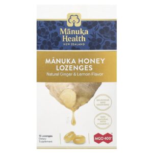 Manuka Health Pastilhas de Mel de Manuka Gengibre e Limão Naturais MGO 400+ 15 Pastilhas