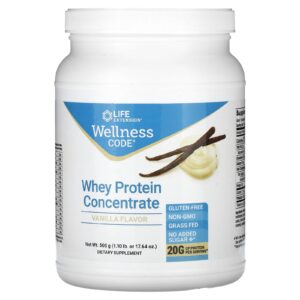 Life Extension Código de Bem-Estar Concentrado de Proteína Whey Baunilha 500 g (110 lb)