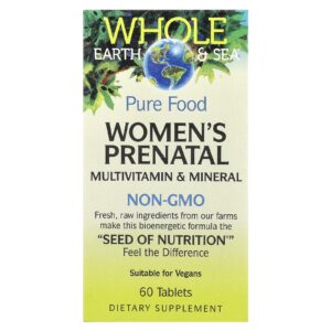 Natural Factors Whole Earth & Sea® Multivitamínico e Minerais Pré-Natais para Mulheres 60 Comprimidos