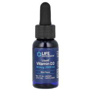 Life Extension Vitamina D3 Líquida Menta 50 mcg (2.000 UI) 2957 ml (1 fl oz)