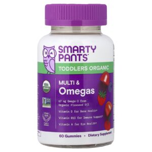 SmartyPants Gomas para Bebês Orgânicos Multivitamínico e Ômegas Cereja e Frutos Silvestres 60 Gomas