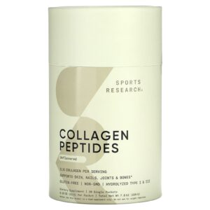 Sports Research Peptídeos de Colágeno Sem Sabor 20 Embalagens Individuais 11 g (039 oz) Cada