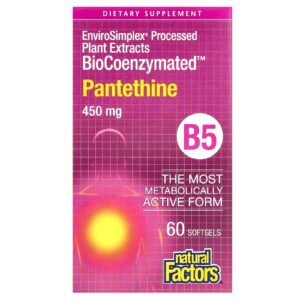 Natural Factors BioCoenzymated B5 Pantethine 450 mg 60 Cápsulas Softgel