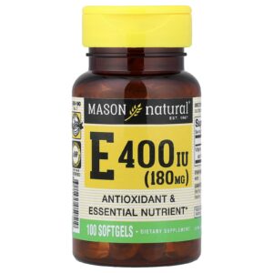 Mason Natural Vitamina E 180 mg (400 UI) 100 Cápsulas Softgel