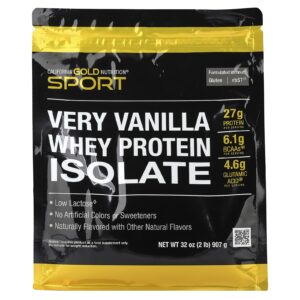 California Gold Nutrition Sport Isolado de Whey Protein com Açúcar de Cana Orgânica e Lecitina de Girassol Sabor Baunilha Intenso 907 g (2 lb)