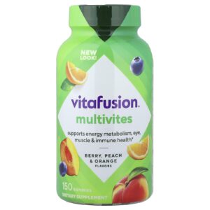 VitaFusion MultiVites Gomas Multivitamínicas Frutos Silvestres Naturais Pêssego e Laranja 150 Gomas