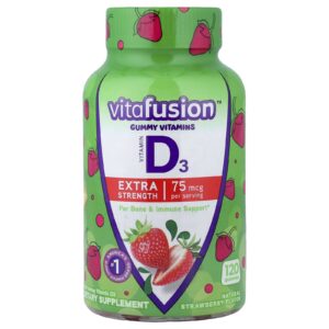 VitaFusion Vitaminas em Gomas Vitamina D3 Morango Natural 75 mcg 120 Gomas (375 mcg por Goma)