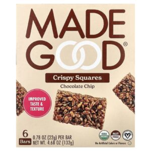 MadeGood Barras Crocantes Gota de Chocolate 6 Barras 078 oz (22 g) Cada