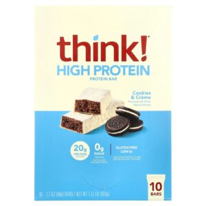 Think ! Barras com Alto Teor de Proteína Cookies e Cream 10 Barras 60 g (21 oz) cada