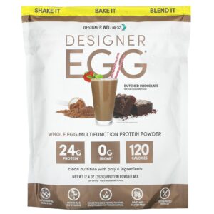 Designer Wellness Designer Egg® Proteína Multifuncional em Pó de Ovo Inteiro Chocolate Holandês 352 g (124 oz)
