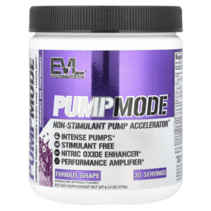 EVLution Nutrition PumpMode® Acelerador de Crescimento Muscular Não Estimulante Furious Uva 174 g (614 oz)