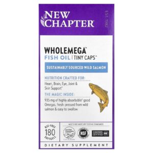 New Chapter Óleo de Peixe Wholemega™ Tiny Caps™ 180 Cápsulas Softgel Sem BSE