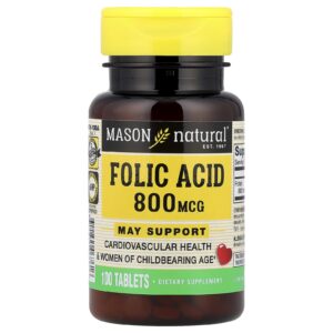 Mason Natural Ácido Fólico 800 mcg 100 Comprimidos