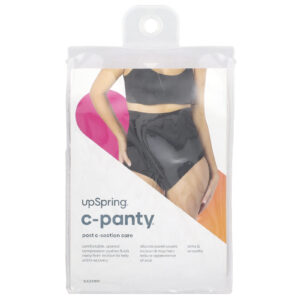 UpSpring C-Panty® Cuidados Pós-parto Com Painel de Silicone Cintura Alta 1X/2X Preto 1 Unidade