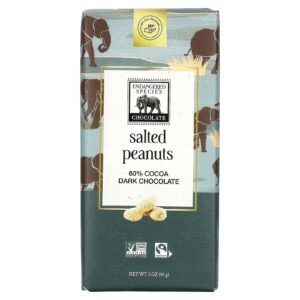 Endangered Species Chocolate Barra de Chocolate Amargo Amendoim Salgado 60% Cacau 85 g (3 oz)