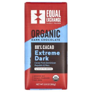 Equal Exchange Chocolate Amargo Orgânico Extremamente Amargo 88% Cacau 80 g (28 oz)