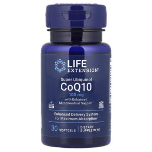 Life Extension Super Ubiquinol CoQ10 com Suporte Mitocondrial Aprimorado 100 mg 30 Cápsulas Softgel