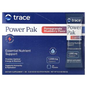 Trace Power Pak Romã e Mirtilo 30 Embalagens 61 g (022 oz) Cada