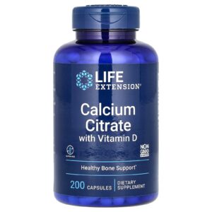 Life Extension Citrato de Cálcio com Vitamina D 200 Cápsulas