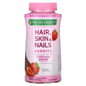 Natures Bounty Optimal Solutions® Gomas para Cabelos Pele e Unhas Morango 140 Gomas