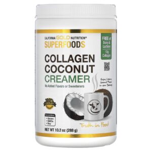 California Gold Nutrition Superfoods Creme de Coco com Colágeno e Leite de Coco em Pó Orgânico Peptídeos de Colágeno Hidrolisado Maltodextrina de Tapioca Orgânica e Extrato de Bambu Sem Açúcar 288 g (102 oz)