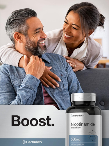 Horbäach Nicotinamida 500mg 180 Cápsulas Suplemento Diet - Imagem 6