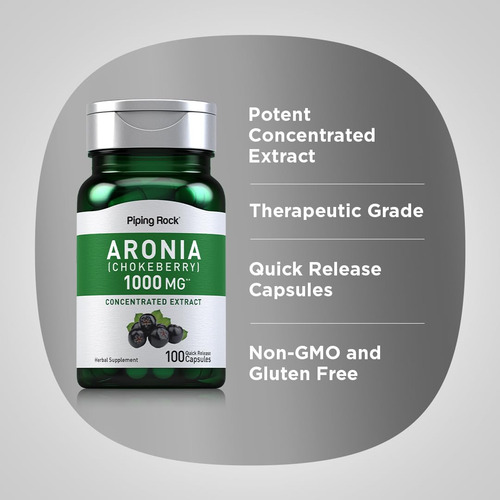 Suplemento Piping Rock Aronia Berry Capsules 1000 Mg 100 Com - Imagem 4