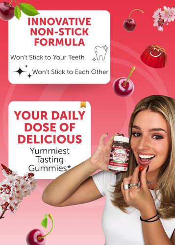 Suplemento De Gomas De Biotina Lunakai 5000mcg Com Vitamina - Imagem 3