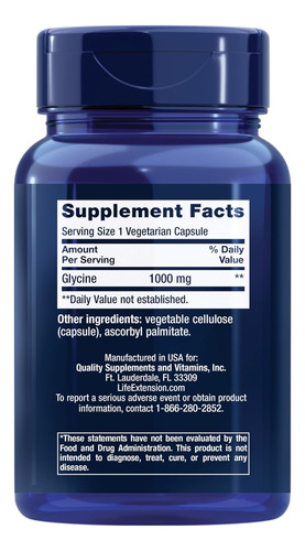 Extensão Da Vida Glicina 1000 Mg Aminoácido Que Promove So - Imagem 2